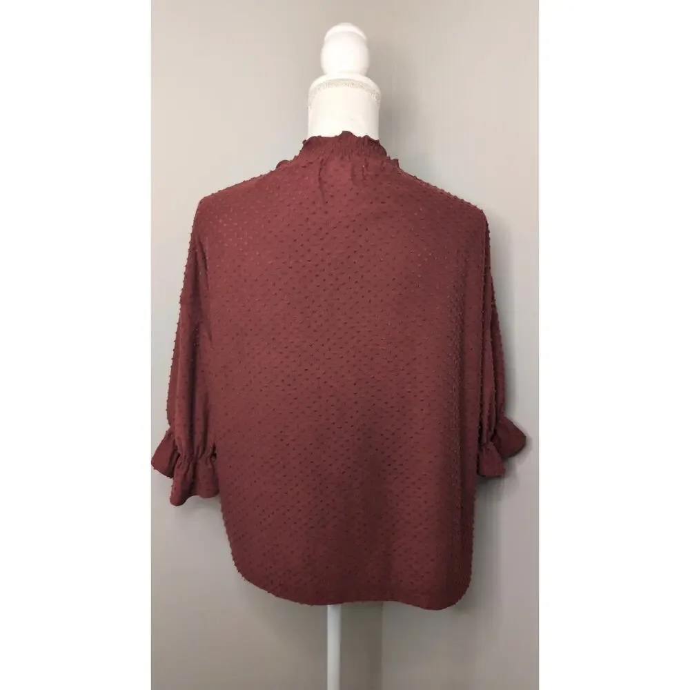 Madewell Texture & Thread Swiss Dot Blouse Medium Boho Romantic Top